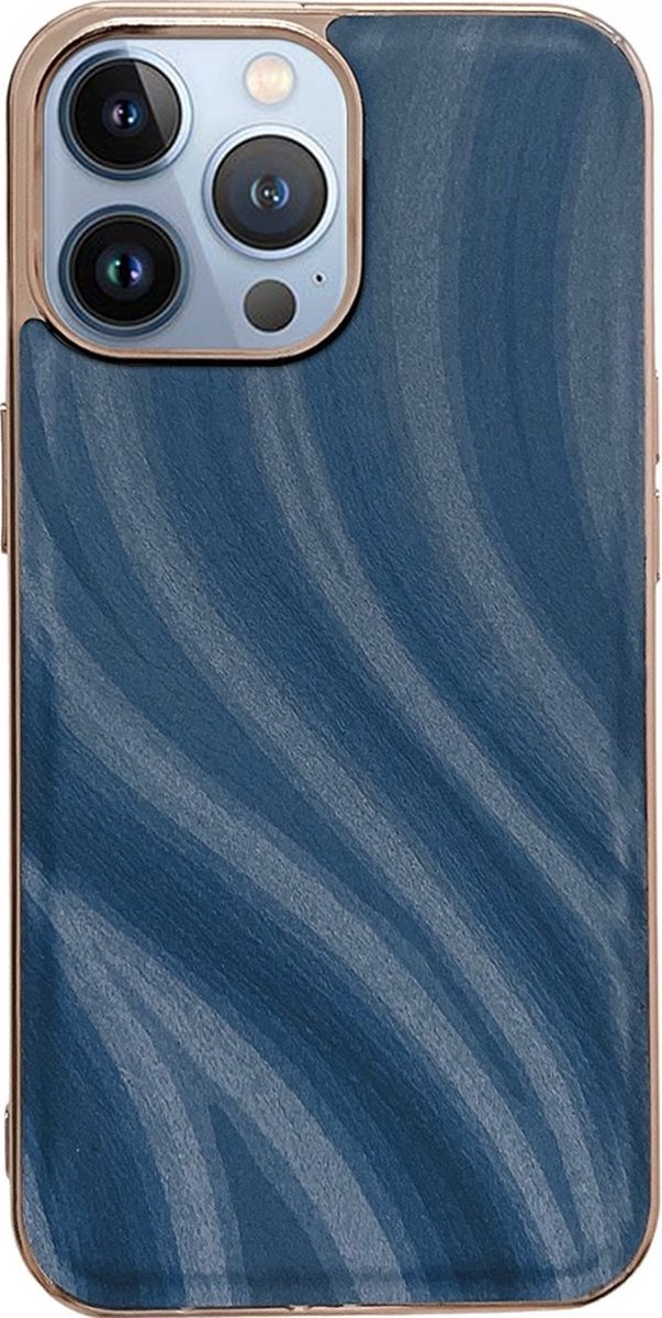 Mobigear Hoesje geschikt voor Apple iPhone 14 Pro Max Telefoonhoesje Hardcase | Mobigear Wavy Backcover | iPhone 14 Pro Max Case | Back Cover - Blauw