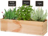 vdvelde.com - Box Kruiden planten - 3 Kruidenplanten - Rozemarijn - Munt - Tijm - Duurzaam Houten Kistje - Incl. Planten Voeding en Handige Watermeter
