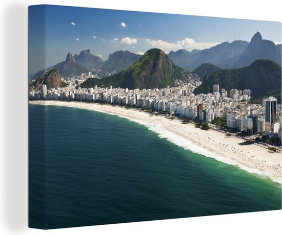 Copacabana strand Rio de Janeiro Canvas 30x20 cm - Foto print op Canvas schilderij (Wanddecoratie)