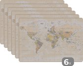 Set de table - Monde - Carte - Rétro - 45x30 cm - 6 pièces