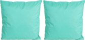 8x Bank/sier kussens voor binnen en buiten in de kleur aquablauw/groen 45 x 45 cm - Tuin/huis kussens