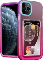 ShieldCase telefoonhoesje geschikt voor Apple iPhone 11 Pro hoesje colorful pasjeshouder - turquoise/roze