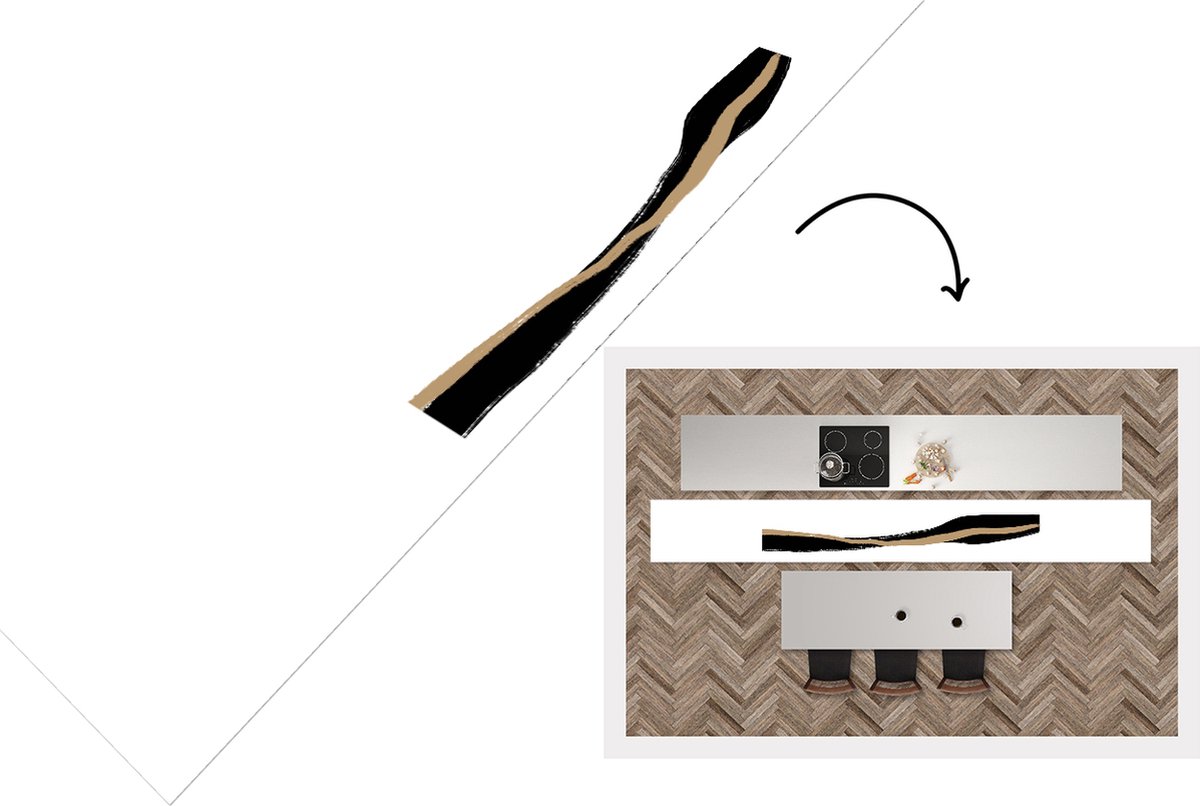 KitchenYeah Keukenloper - Loper keuken - Lijn - Zwart - Design - Keukenloper vinyl, foto 6