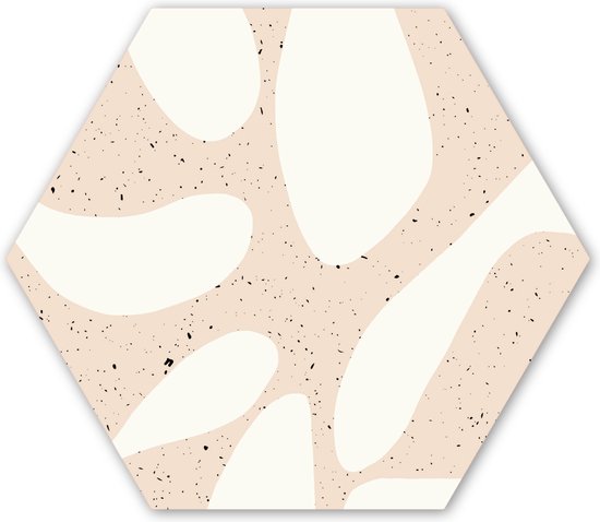 Hexagon wanddecoratie - Kunststof Wanddecoratie - Hexagon Schilderij - Planten - Abstract - Roze - Pastel - 120x103 cm