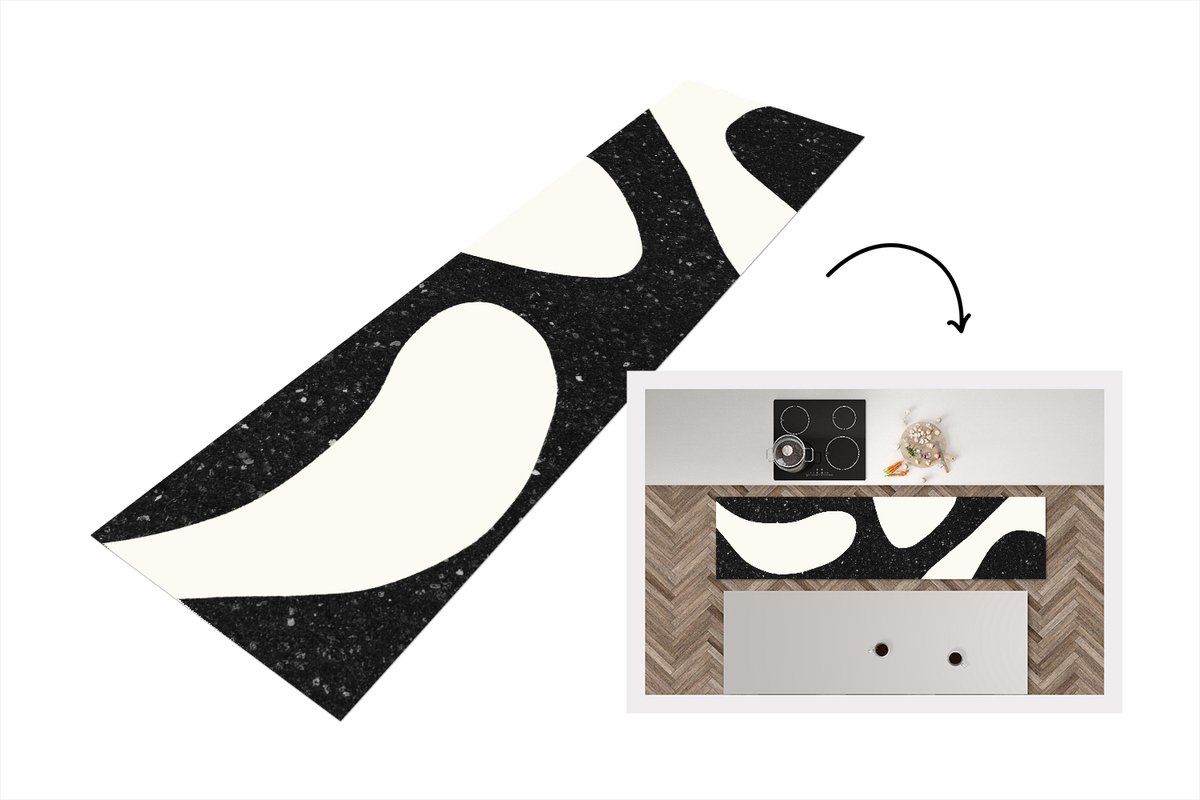 KitchenYeah Keukenloper - Loper keuken - Plant - Zwart - Minimalisme - Keukenloper vinyl, foto 6