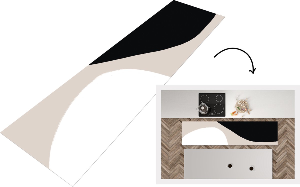 KitchenYeah Keukenloper - Loper keuken - Vormen - Abstract - Design - 240x60 cm - Keukenloper vinyl Multicolor