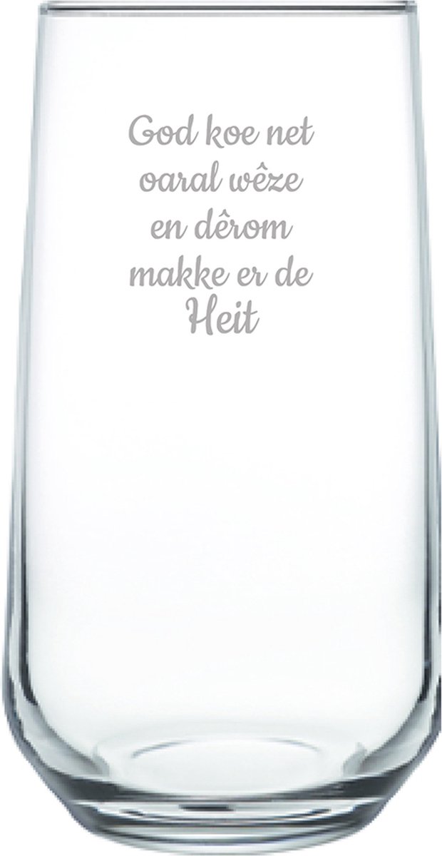 Drinkglas gegraveerd - 47cl - God koe net oaral wêze en dêrom makke er de Heit