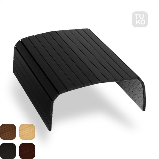 Tuko Armleuning Dienblad - Zwart - Duurzaam bamboe - Flexibel - Anti slip - Beschermende coating - Organizer - Bank - Zetel - Sofa - Banktafel