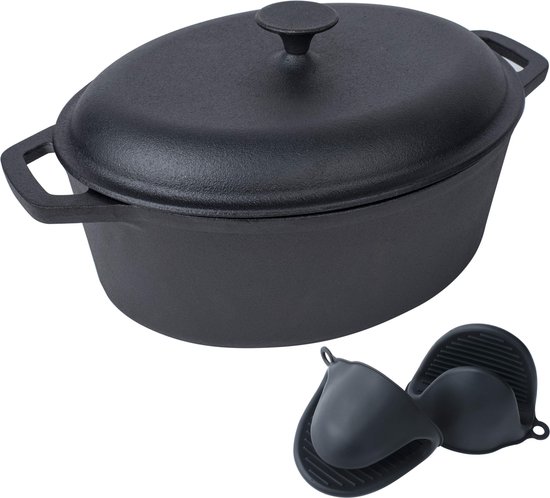 GFTIME Gietijzeren wok 36 cm voor gasgrill, grill, inductie, vuur