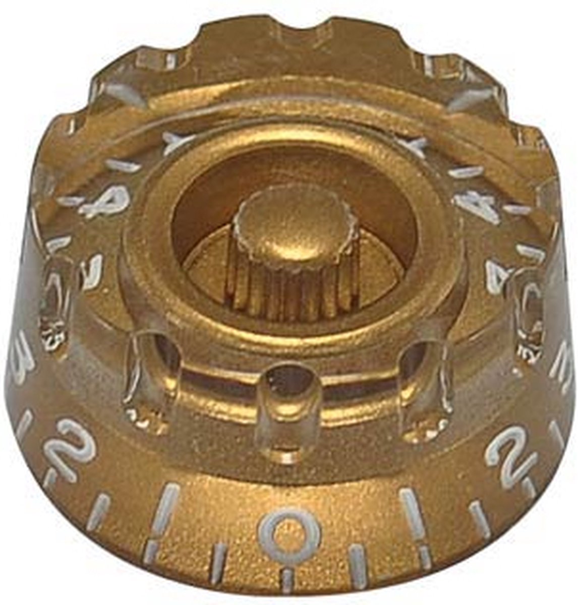 speed knob (notched edge), for inch type pot shaft, transparent gold