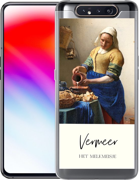 Telefoonhoesje Geschikt voor Samsung Galaxy A80 hoesje - Kunst - Melkmeisje - Vermeer - Siliconen Telefoonhoesje Telefoonhoesje