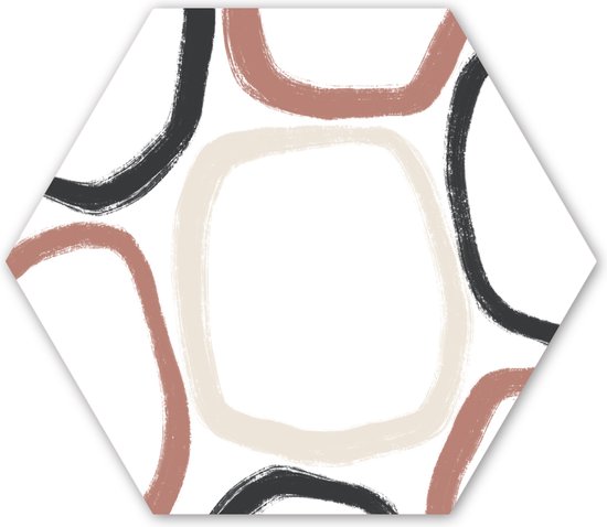 Hexagon wanddecoratie - Kunststof Wanddecoratie - Hexagon Schilderij - Minimalisme - Geometrische vormen - Pastel - Patronen - 120x103 cm