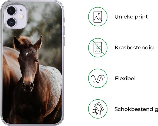 Coque iPhone 11 - Paarden - Forêt - Berg - Coque de téléphone en Siliconen