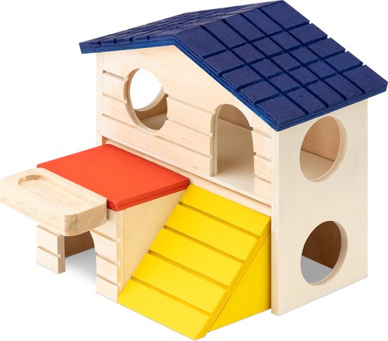 Navaris speelhuisje voor hamsters - Hamster huisje voor in de kooi - Speeltje voor knaagdieren - Houten hamsterhuisje 16 x 15,5 x 15 cm - Navaris