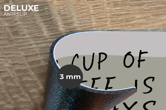 Set de table - Napperons en plastique - Café - Citations - Une tasse de café est toujours une bonne idée - Dictons - 45x30 cm - 6 pièces - Résistant à la chaleur - Antidérapant - Sous-couche - Amovible