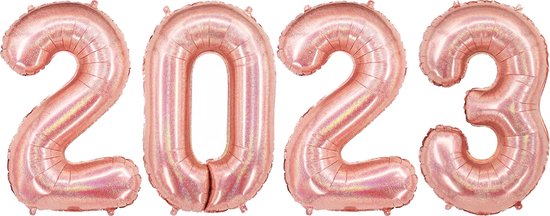 Ballon Cijfer 2023 Oud En Nieuw Versiering Nieuw Jaar Feest Artikelen Happy New Year Ballonnen Glitter Rose Goud – XL
