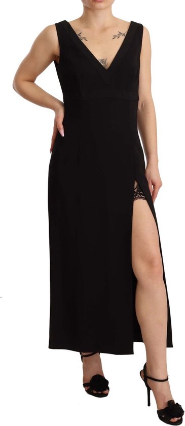 Dolce & Gabbana - Robe mi-longue fourreau noire en Silk stretch fendue sur  le côté | bol.com