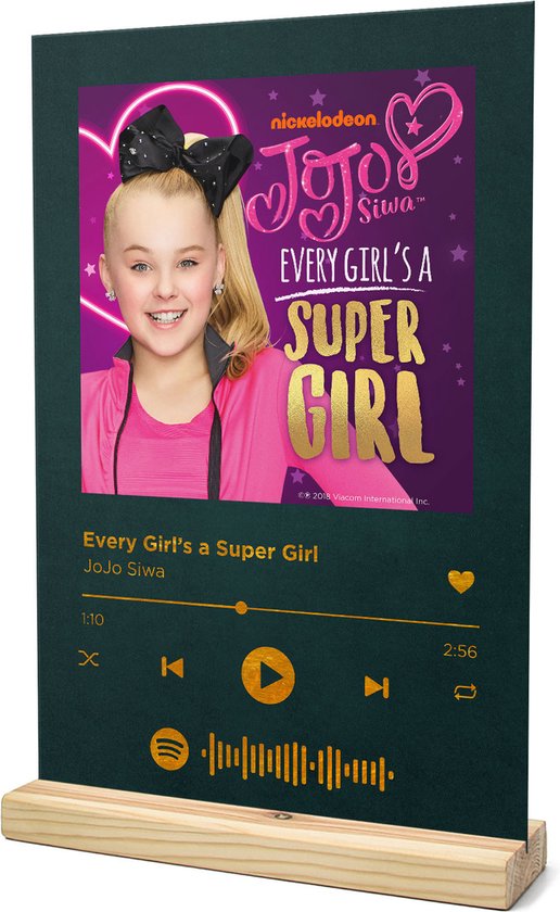 Songr Spotify Muziek Bordje - Every Girl's a Super Girl - JoJo Siwa - 20x30  - Groen 