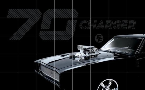 IXXI Dodge Charger Front black - Wanddecoratie - Kinderen - 160 x 100 cm