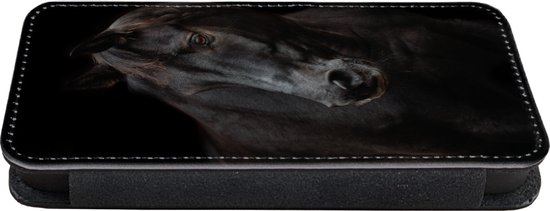 Étui pour iPhone XR Bookcase - Cheval - Léger - Zwart - Avec poches - Étui portefeuille avec fermeture magnétique