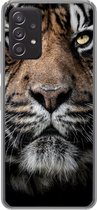 Geschikt voor Samsung Galaxy A53 5G hoesje - Tijger - Close up - Dier - Siliconen Telefoonhoesje
