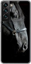 Geschikt voor Samsung Galaxy S22 Plus hoesje - Paard - Zwart - Halster - Siliconen Telefoonhoesje