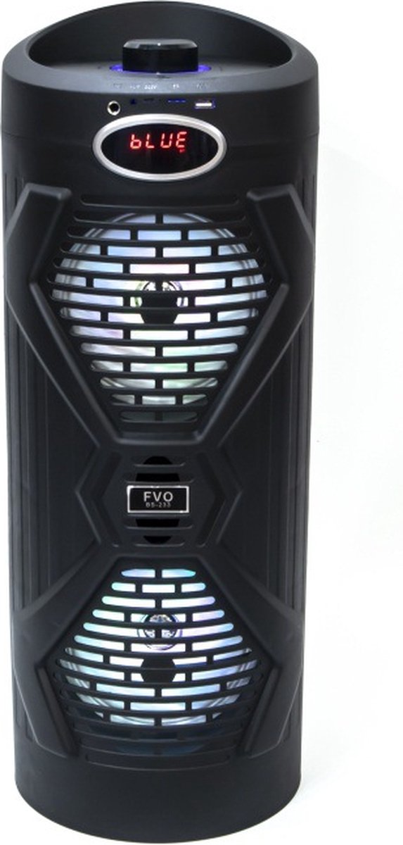 Pro-Care Super Sized 60CM Hoge Draagbare Speaker 2x7inch speaker! - 4 uur Accuduur - 150W met Karaoke Functie - LED in de Speakers - LCD Afleesbaar Screen - Met USB MP3 TF Card en Bluetooth Aansluiting - Zwart