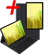 Hoesje Geschikt voor Samsung Galaxy Tab A7 Toetsenbord Hoes Book Case Met Screenprotector - Hoes Geschikt voor Samsung Tab A7 Toetsenbord Hoesje Keyboard Cover - Zwart