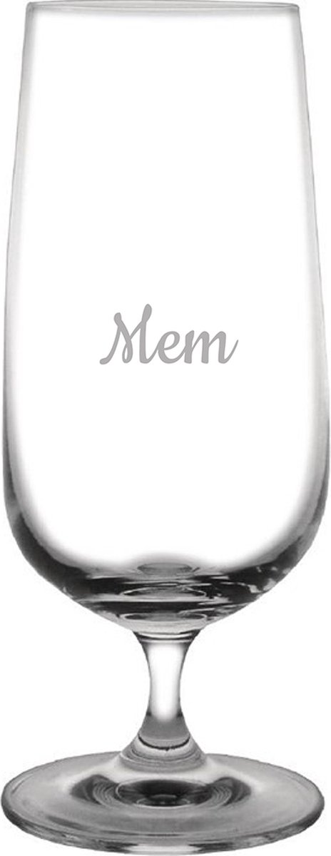 Gegraveerde bierglas op voet 41cl Mem