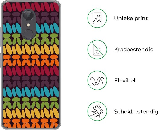 Telefoonhoesje Geschikt voor Xiaomi Geschikt voor Redmi 5 hoesje - Haakpatronen - Retro - Regenboog - Siliconen Telefoonhoesje Telefoonhoesje