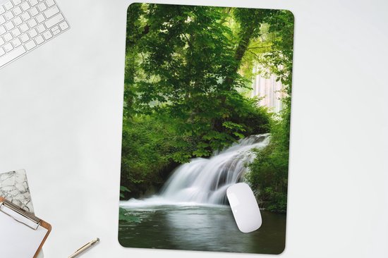 Sous-main 40x60 cm - Tapis de souris Cascade - Nature - Vert - Sous-main XL - Protection sous-main - Tapis de souris Ordinateur