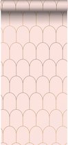 ESTAhome behangpapier art deco motief zacht roze en goud - 139201 - 0,53 x 10,05 m