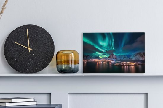 Peintures sur toile - Ciel vert / bleu aux Lofoten - 30x20 cm - Décoration murale