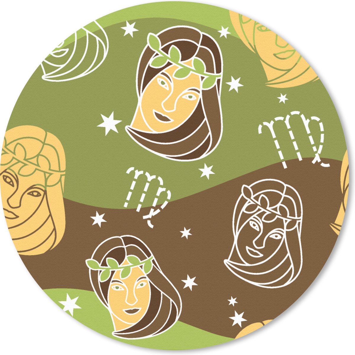 Muismat rond 50x50 cm - Mousepad Virgo - Zodiac - Patroon - Ronde muismatten