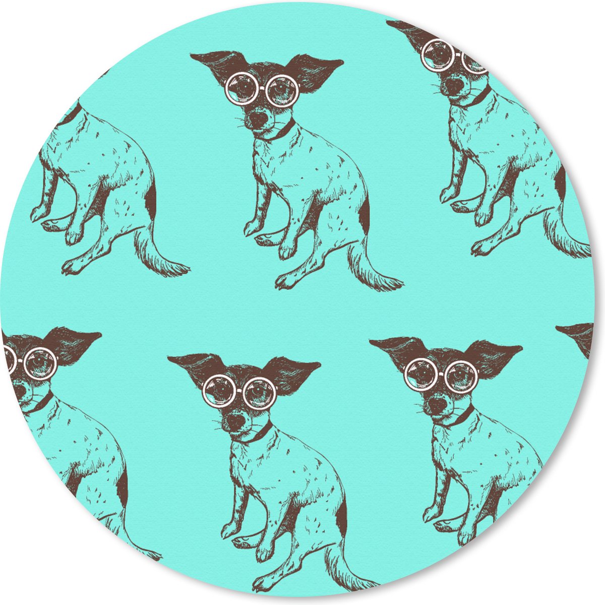 Muismat rond 30x30 cm - Mousepad Jack Russell - Hond - Patronen - Bril - Ronde muismatten