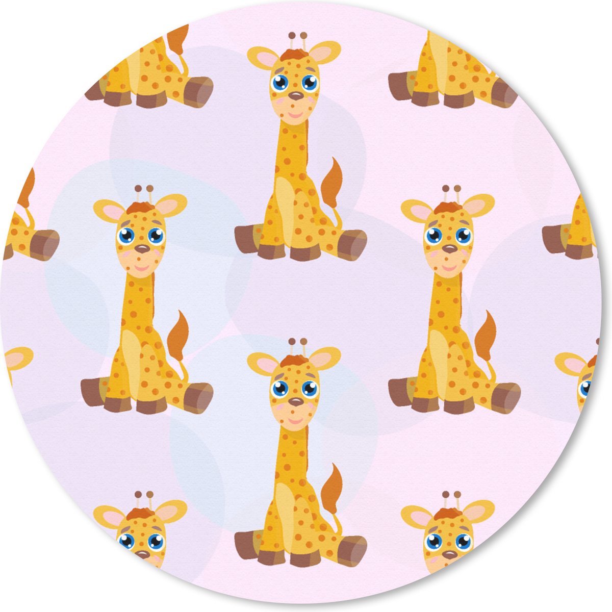 Muismat rond 50x50 cm - Mousepad Giraffe - Patroon - Kinderen - Ronde muismatten