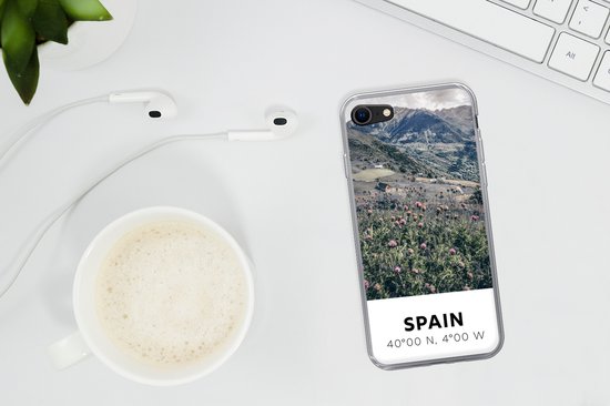 Coque iPhone 7 - Espagne - Montagnes - Fleurs - Coque de téléphone en Siliconen