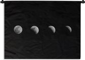 Tapisserie - Tapisserie - Zwart - Wit - Lune - Phase de Lune - Espace - 120x90 cm - Tapisserie