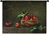 Wandkleed - Wanddoek - Rustiek - Appel - Fruit - Rood - Mand - Stilleven - 180x135 cm - Wandtapijt