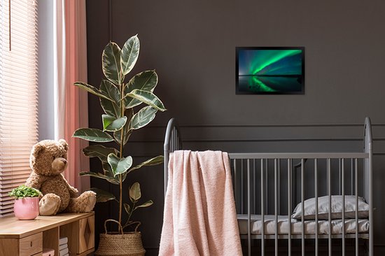 Cadre photo avec affiche - Aurores boréales - Islande - Ciel étoilé - Vert - Water - 30x20 cm - Cadre pour affiche