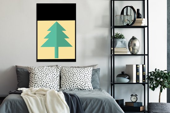 Cadre photo avec poster - Noël - Illustration - Sapin de Noël - Citations - Joyeux Noël - Jaune - 60x90 cm - Cadre pour poster - Décoration de Noël - Décorations de Noël - Décoration de Noël Salon