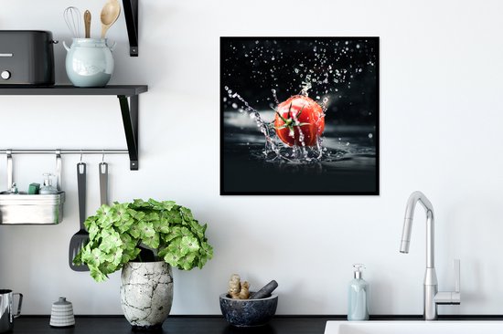 Cadre photo avec affiche - Tomate - Légume - Nature morte - Water - Rouge - 40x40 cm - Cadre pour affiche - Décorations de Noël - Décoration de Noël pour l'intérieur - Noël