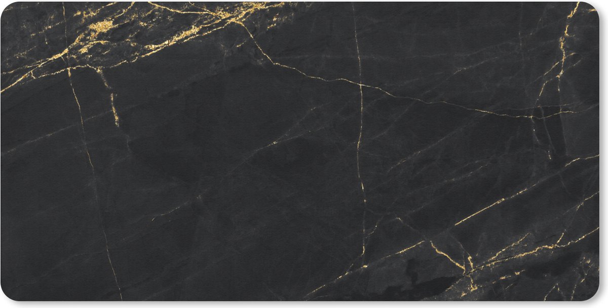 Bureau onderlegger - Muismat - Bureau mat - Marmer - Zwart - Goud - Chic - Marmerlook - Design - 80x40 cm