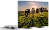 Laptop sticker - 12.3 inch - Koeien - Zon - Gras - Dieren - Boerderij - 30x22cm - Laptopstickers - Laptop skin - Cover