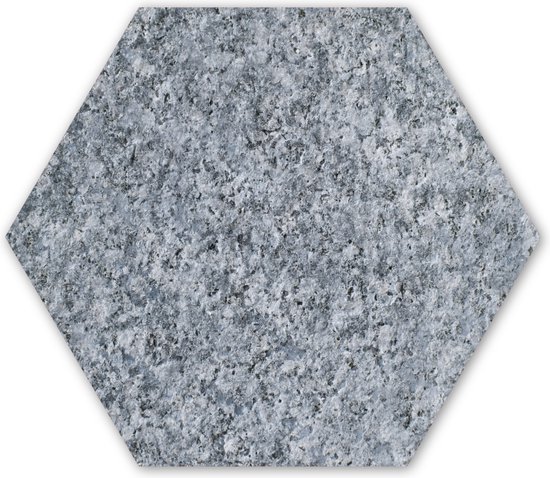 Hexagon wanddecoratie - Kunststof Wanddecoratie - Hexagon Schilderij - Graniet - Steen - Patroon - Design - Grijs - 75x65 cm