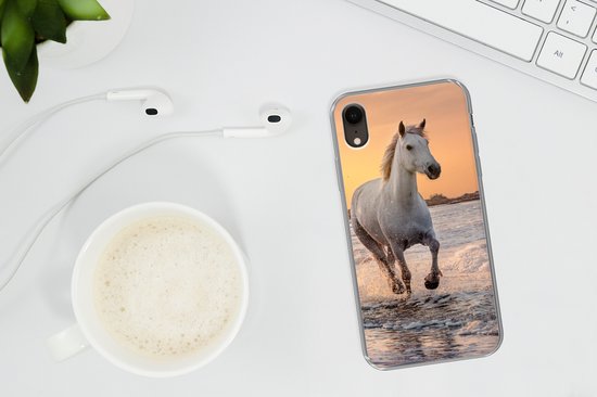Coque iPhone XR - Paarden - Soleil - Mer - Plage - Animaux - Coque en Siliconen
