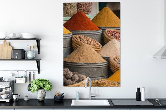 Toile Peinture Herbes - Ton - Épices - Jaune - Marron - 80x120 cm - Décoration murale