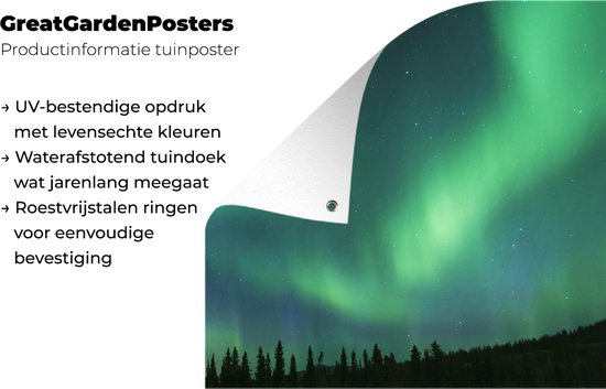 Tuin decoratie Noorderlicht - Bomen - Water - Alaska - 30x40 cm - Tuindoek - Buitenposter
