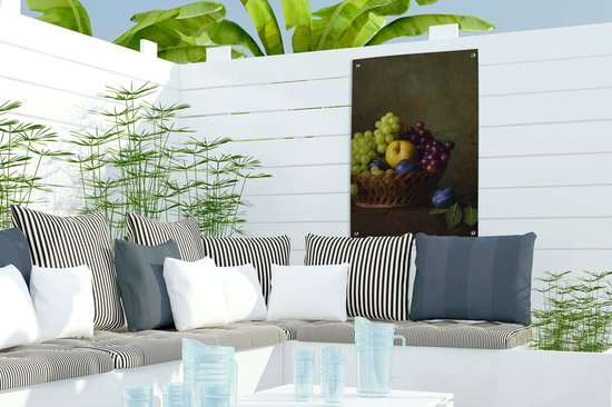 Décoration de jardin Rustique - Fruit - Canette - Corbeille - Nature morte - 40x60 cm - Poster jardin - Toile jardin - Poster extérieur