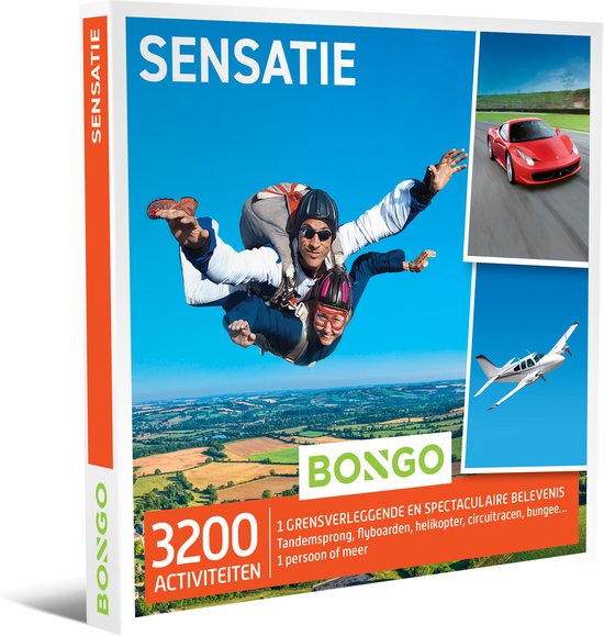 Bongo Bon België - Bon Cadeau Sensation - Carte Cadeau: 3200 activités:  saut en... | bol